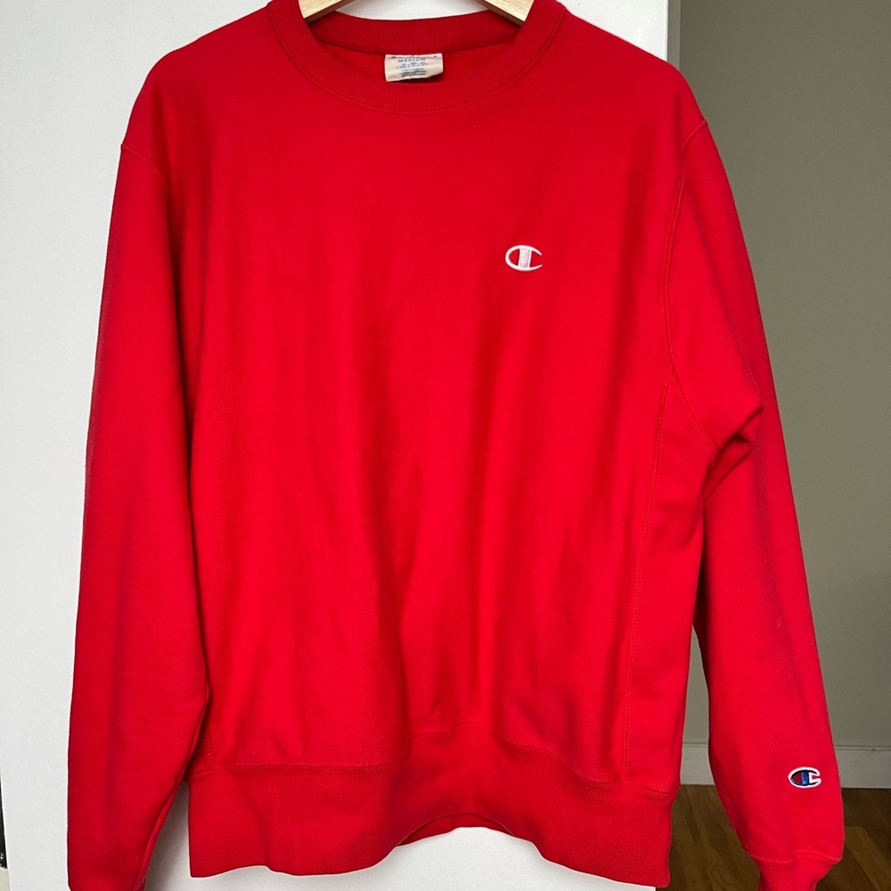 Champion Red Crewneck Sweatshirt Reverse Weave Size M